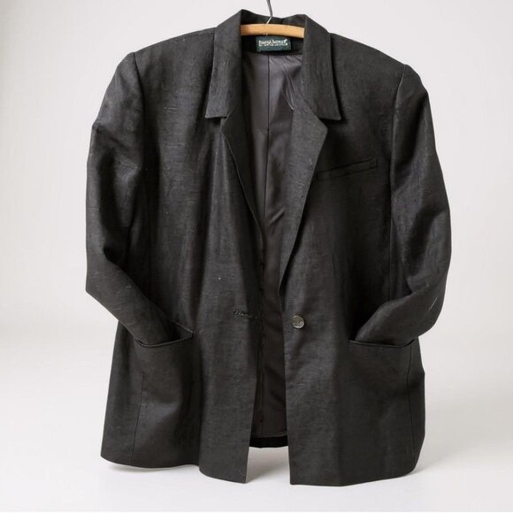 Harvé Benard Womens Black Linen Blazer and Skirt Suit Set Size 14 - Picture 5 of 16